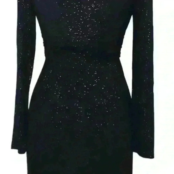 SOMA Empire Waist Long Sleeve Black/Gold Dress Size Large Pockets - Picture 3 of 7